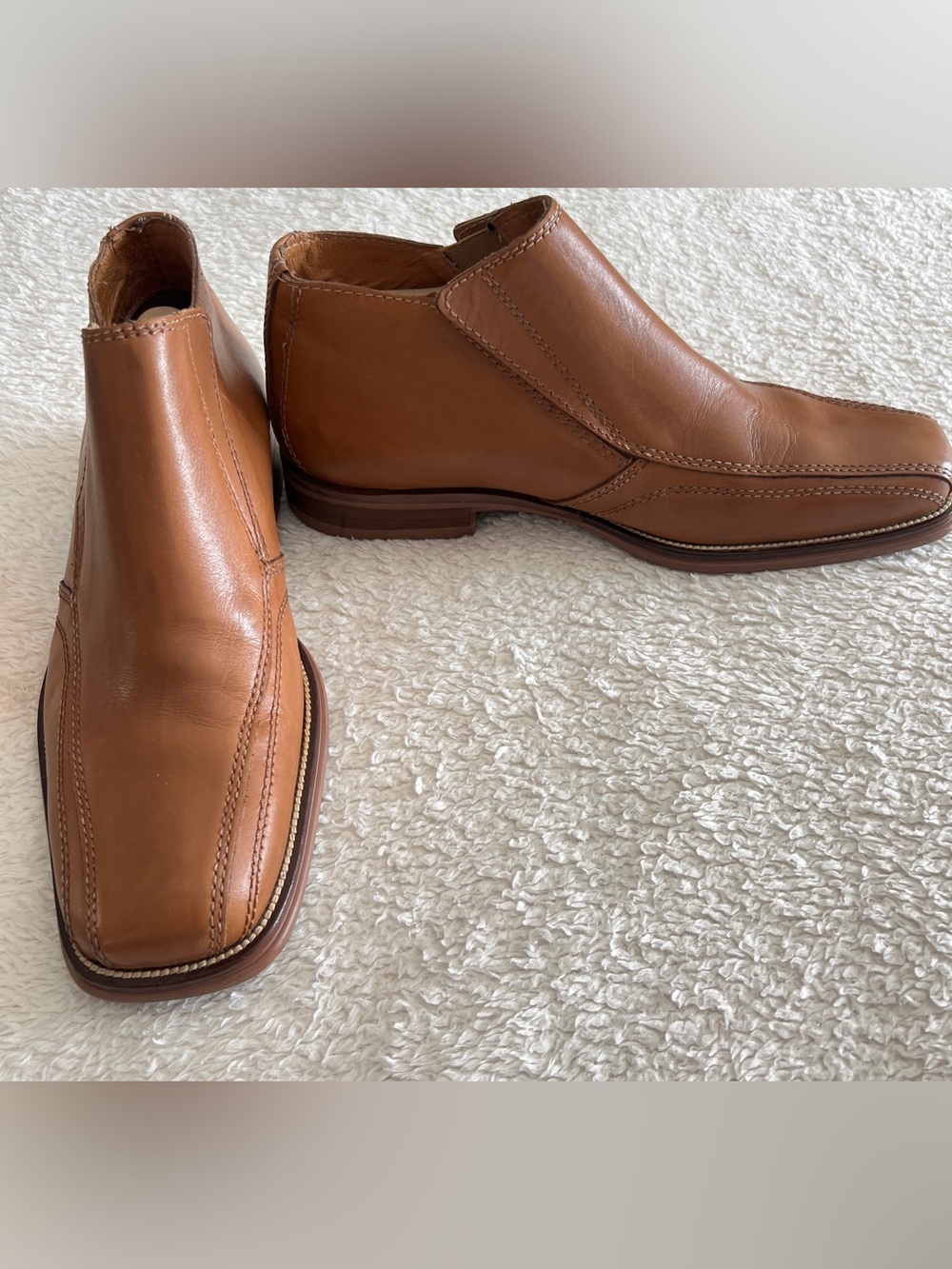 Aldo dress men’s camel-tan color slip-on square toe ankle boots size 10/43